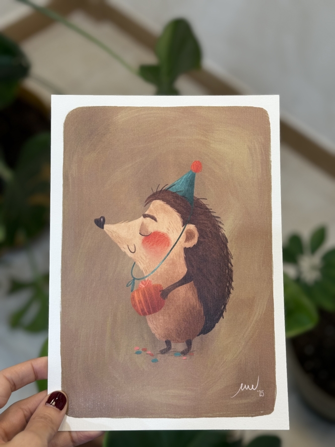 Lámina ilustrada Erizo de fiesta