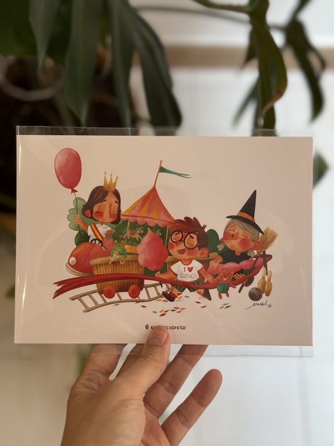 Lámina ilustrada Un paseo por Cuenca