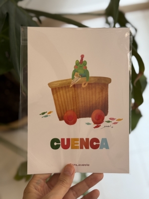 Postal ilustrada Carrito de churros de Cuenca